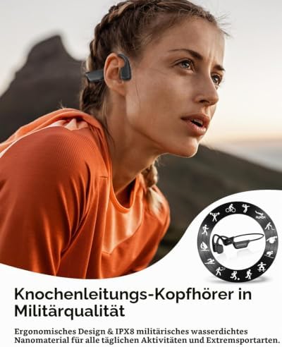 Knochenschall Kopfhörer Schwimmen, IPX8, Bluetooth 6.0, 8 GB MP3