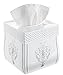 Creative Scents Vintage White Tissue Box Cover Square – French Country Tissue Box Holder Square - White Tissue Holder for Bathroom with Durable Crafted Sliding Bottom for Tissues Cube Box