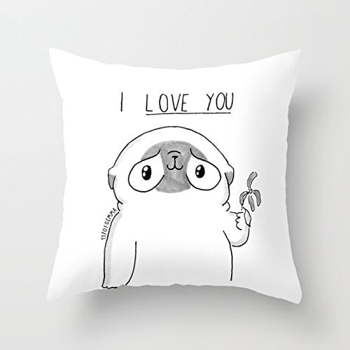 PUG Mochi - I love you Pillow Case by 157ofgemma dog 1818 inches