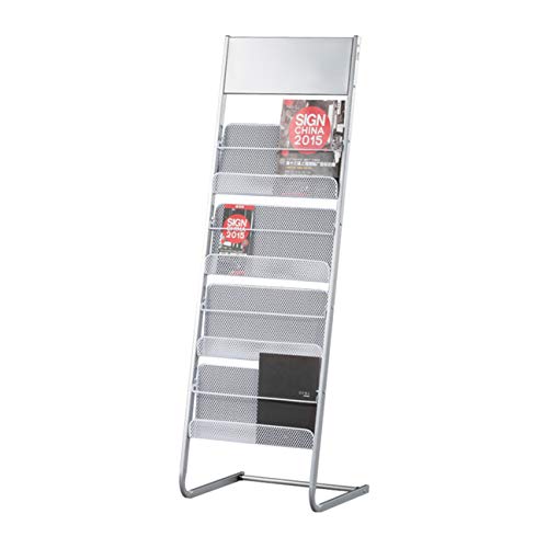 DONGYUER Magazine Rack Files Rack Newspaper Rack Book Rack Periodical Shelf Frame Metal Vertical Display Stand,a