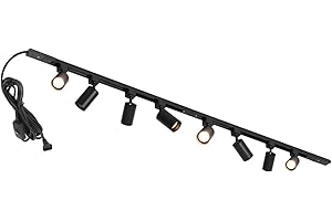 Hiiglxii Plug in Track Lighting with Power Cord, 8-Light LED Track Lighting Kit with Track Rail, Modern Kitchen GU10 Track Li