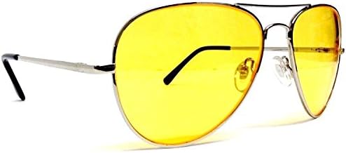 Silver High Definition Yellow Lenses HD Aviator Sunglasses HD-02