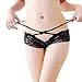 Women Sexy Lingerie Bowknot Strappy Panties Open Crotch Lace Thongs Underwear Briefs (Black)