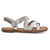 TOMS Women's Silver Metallic Shantung Sicily Sandals (Size: 9)