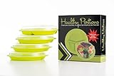 Healthy Portions - Adult Portion Plates for Weight Loss (4 Pack)-Diet Plate with 3-Sections & Leak-Proof Lids - Reusable, Microwavable, Heavy Duty Steam Release Switch, Easy to Clean,| BPA free
