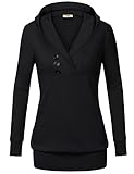 Timeson Women's Long Sleeve Classic Button Hooded Pullover Sweatshirt