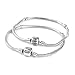 Yeshan 5PCS Women Stainless Silver Bracelet Snake Chain with Classic Bead Barrel Clasp Fits All Chamilia Troll Biagi Beads-6.7 inch