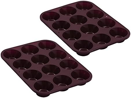 Marathon Housewares Premium Silicone 12 Cup Mini Muffin Pans (Aubergine/2)