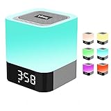 Pakway All-in-one Bluetooth Speaker with Multicolor Night Light Lamp, Alarm Clock, Hands-free Calls,MP3 Player Function (White Plus)