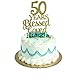 50 Years Blessed & Loved Cake Topper for 50th Birthday, Wedding Anniversary Party Decorations Gold Glitter