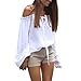 Women's Off Shoulder Top Long Sleeve Strapless Casual Loose Blouse(M)