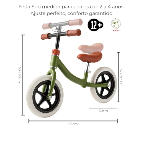 Bicicleta de Equilíbrio Wild Infantil Kidino - Sem Pedal, Balance Bike Estável e Segura +12 Meses – Desenvolve Coordenação Motora e Equilíbrio para Crianças