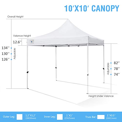 10x10 Pop Up Outdoor Canopy Tent by Allinboost, Banch Canopy Sun Shelter, Commercial Instant Grill Gazebo with Wheeled Carry Bag for Food Vendors, Farmers Market and Backyard Events