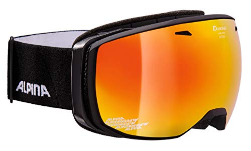 ALPINA ESTETICA Q-LITE - verspiegelte, kontrastverstärkende OTG Skibrille mit 100% UV-Schutz für Erwachsene - black - one size