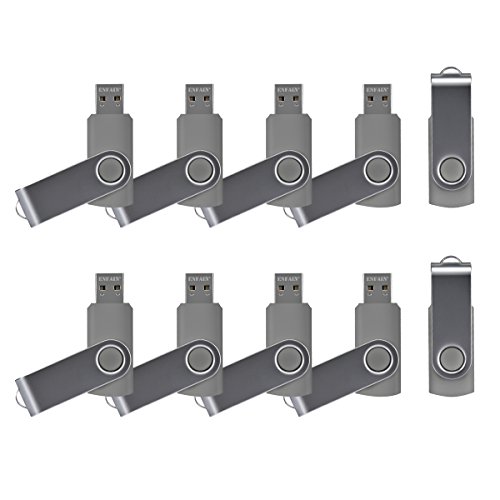 10 X Enfain 8GB USB Flash Drive 2.0 for Promotional Giveaways, Software Distribution, Marketing Presentations, Catalog Distribution, Music, Movie, Entertainment Distribution, Educational Data, Gray