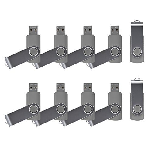 Enfain 10 Pack 16 GB USB Flash Drive Gray