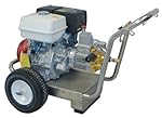 Dirt Killer H360 Cold Water Gas Industrial Pressure Washer with 50' Wire Braided Hose, 3500 PSI, 4.2 GPM, 13 HP, Stainless Steel Frame