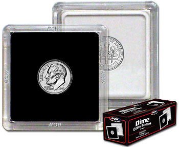 NEW BCW 2X2 COIN SNAP - DIME - BLACK - PACK OF 25