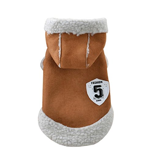2017 Hot Pet Coat! AMA(TM) Pet Puppy Small Dog Winter Warm Clothes Chihuahua Hooded Jacket Coat Outwear Doggy Motorcycle Vest Apparel (XS, Coffee)