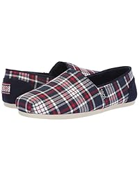 Skechers BOBS - Chal de peluche para mujer Plaid Slip on W Memory Foam Sockbed Ballet Flat,