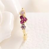 925 Sterling Silver Shiny Diamond Ring 18K Gold Ruby Cocktail Ring Heart-Shaped Cubic Zirconia Anniversary Rings CZ Diamond Halo Ring Eternity Engagement Wedding Band Ring for Women Z.9 (US Code 10)