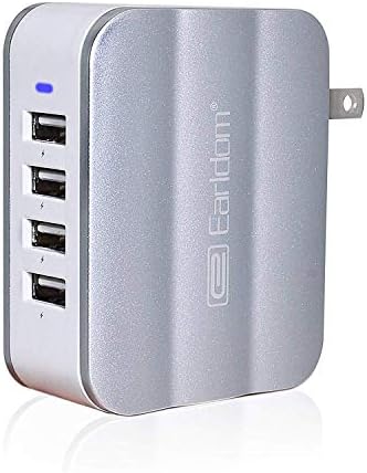 USB Wall Charger Compatible AGM X3 5.99" and More, JULAM 4-Port Travel Charger 30W Output & Foldable Plug PowerPort 4 Adapter Fast Multi Port Charger Charging Station (Silver)