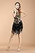 BELLYQUEEN Women Latin Dance Dress Sexy Halter Sequins Tassel 1920s Flapper Dress