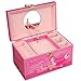 SONGMICS Ballerina Musical Jewelry Box for Little Girls, Faux Leather Music Box with Pullout Drawer, Pink Mermaid UJMC14PK