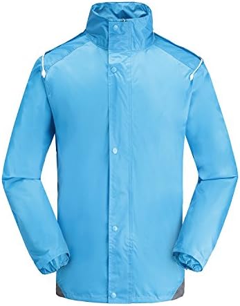 Maiyu Motorcycle Rain Gear 2 Piece Rain Suit Rain Jacket and Rain Pants Set (Blue, Medium)
