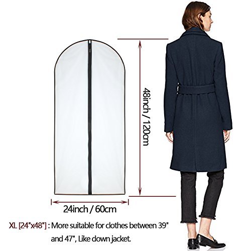 Hanging Garment Bag 24''x48'' Lightweight Clear Full Zipper Black Suit