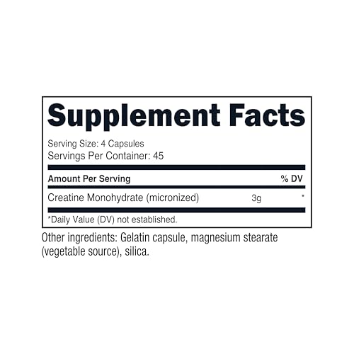 Nutricost Creatine Monohydrate 3,000mg, 180 Capsules (750mg Per Capsule) | Gluten Free, GMO-Free