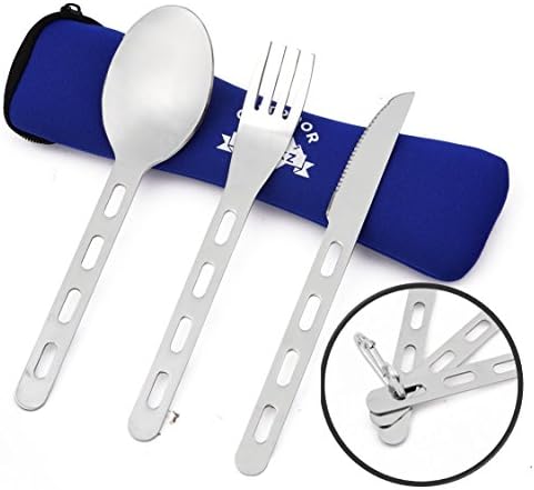 OUTDOOR FREAKZ Outdoor Camping Cutlery made of Stainless Steel with Neoprene Bag