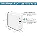 USB C PD Charger with 27.6W Power Delivery 3.0 &18W QC 3.0 Dual ports Fast Wall Charger for iPhone X/8/8 Plus,New MacBook ,Samsuang S8/S8+/Note8,Notebook, Nexus 6P/5X,LG G5,Nintendo Switch and more
