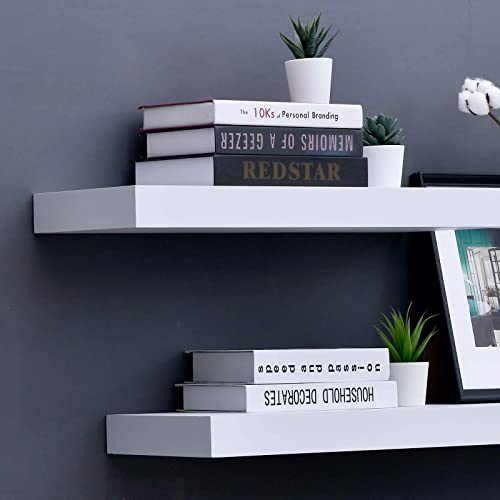 WELLAND 36 inch White Mission Floating Shelves for Wall, Bathroom Wall