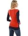 PattyBoutik Women Boat Neck Drop Shoulder Sweater (Navy Blue and Tangelo Medium)