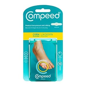 Compeed Corn Medium Size Plasters, 10 Hydrocolloid Plasters, Foot Care, Fast Natural Corn Removal, Dimensions: 1.7 cm x 6.0 cm