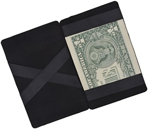 Moga Men's Fashion Magic Money Clip Genuine Leather Minimalistic Slim Wallet (Black)