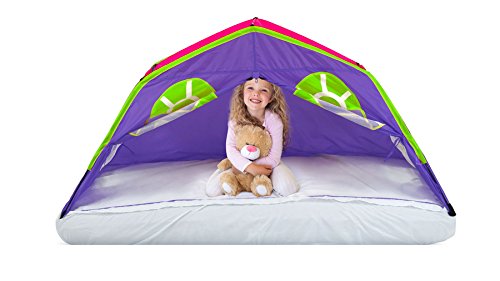 GigaTent Kids Purple Double Kids Sleep Tent – Use On Top or Off Bed – Easy Setup, 6 Mesh Windows, Fiberglass Poles, Removable Washable Sheet, Folds Flat – Indoors and Outdoors
