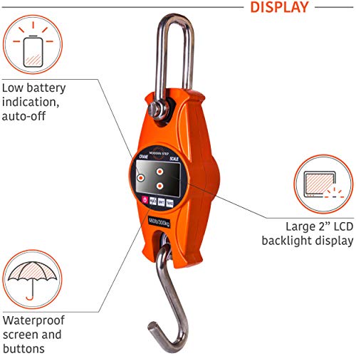 Digital Hanging Scale 660 LB 300 KG Cast Aluminum Case - Professional Heavy Duty Waterproof Fish Scale - Portable Durable Crane Scale for Luggage Weight Suitcase Hunting Farm Bow Fishing Scale - Image 4
