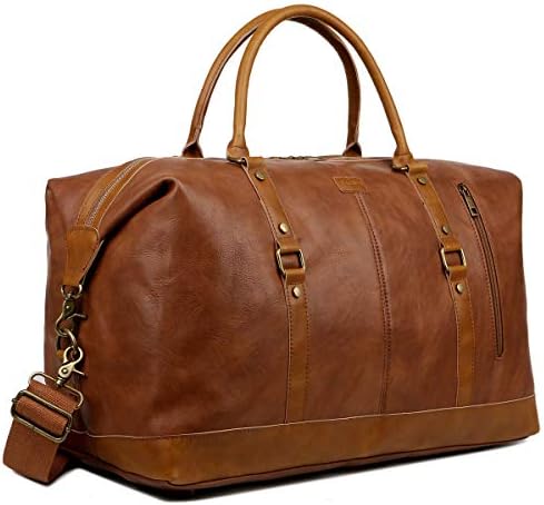 BAOSHA Leather Travel Duffel Tote Bag Overnight Weekender Bag Oversized for Men and Women HB-14 (Brown) 7 BAOSHA Leather Travel Duffel Tote Bag Overnight Weekender Bag Oversized for Men and Women HB-14 (Brown)