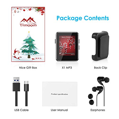 Kingbox Mp3 Player with Bluetooth, Music Player with Clip Supports Full Touch Screen, Built-in Speaker, HiFi Lossless Mp3 Music Players with FM Radio, Voice Recorder (8GB, Up to 128GB)
