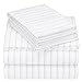 Pinzon 160 Gram Pinstripe Flannel Sheet Set - Queen, White Pinstripe