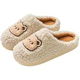 eaonitu Cozy Bear Slippers Comfy Autumn Winter Slippers, Fuzzy Plush Winter Indoor Outdoor Cartoon