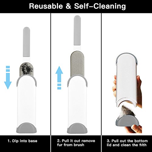 ASINNO Pet Hair Remover Brush/Fur Lint Removal with Self-Cleaning Base for Clothes and Couch/Furniture-Fur & Dust Removal Tool Kit