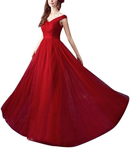 HWAN Women's Elegant A Line Long Pleated Bridesmaid Dresses Prom Gowns