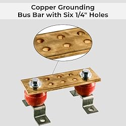 6" Copper Ground Bus Bar - Wall Mounted Ground Bar