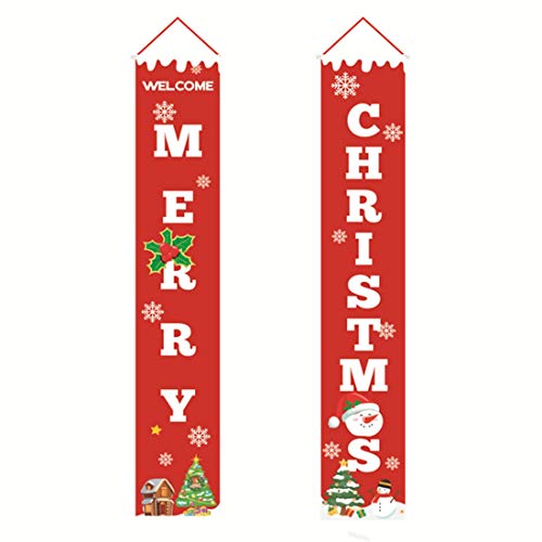 feb.7 Christmas Decorations, Merry Christmas Banner and Welcome Home Christmas Decorations Red Xmas Decor Banners for Home Wall Door Apartment Party (red2)