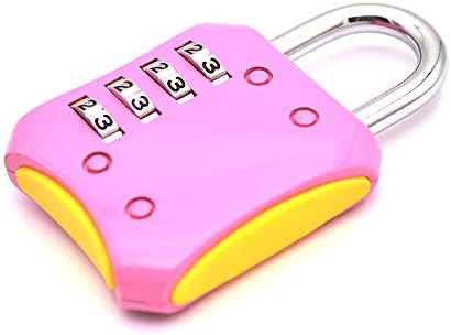 Combination Lock 2-inch Padlock 4 Digit Lock for School,Employee,Gym and Sports Locker,Case,Toolbox,Fence,Hasp Cabinet &amp; Storage (Pink Color May Vary)