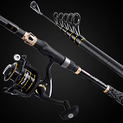 PLUSINNO Fishing Rod and Reel Combos Carbon Fiber Telescopic Fishing