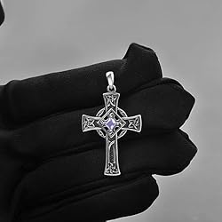 ADMETUS June Birthstone Cross Necklace Sterling
